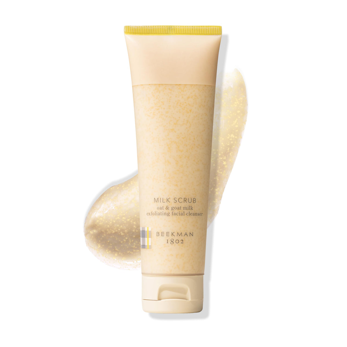 Beekman 1802 Milk Scrub bottle front for gentle exfoliation and smooth skin