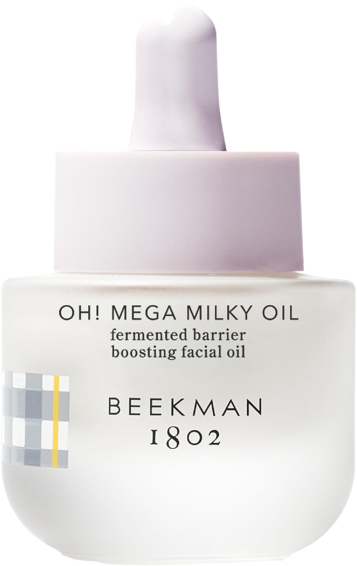 Beekman 1802 Oh! Mega Milky Oil bottle close-up; fragrance-free for sensitive skin.
