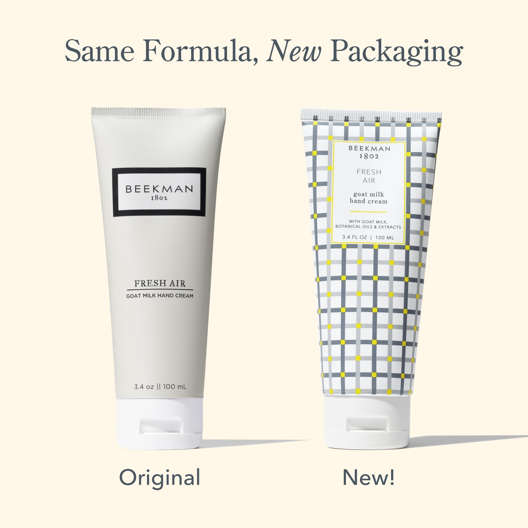 Beekman 1802 Packaging varies by batch yet conveys goat-milk heritage.