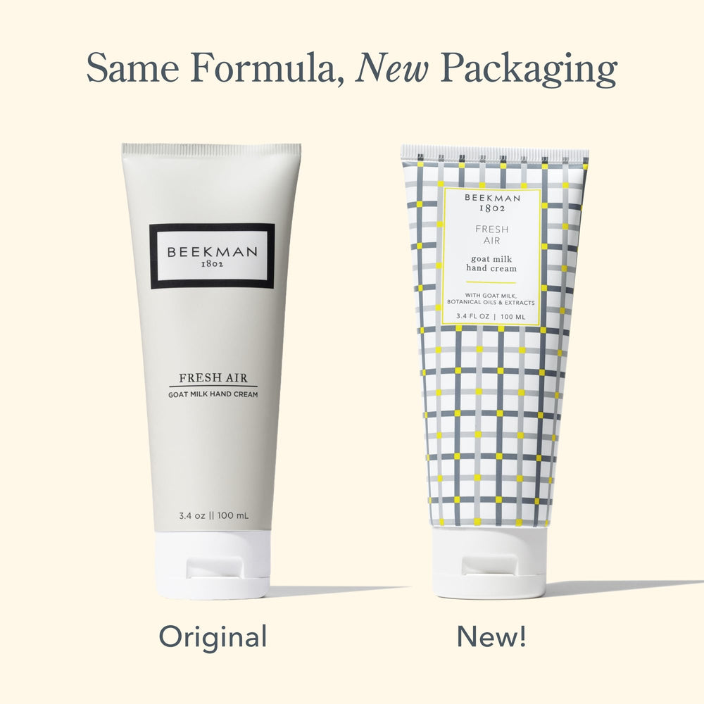 Beekman 1802 Packaging varies by batch yet conveys goat-milk heritage.