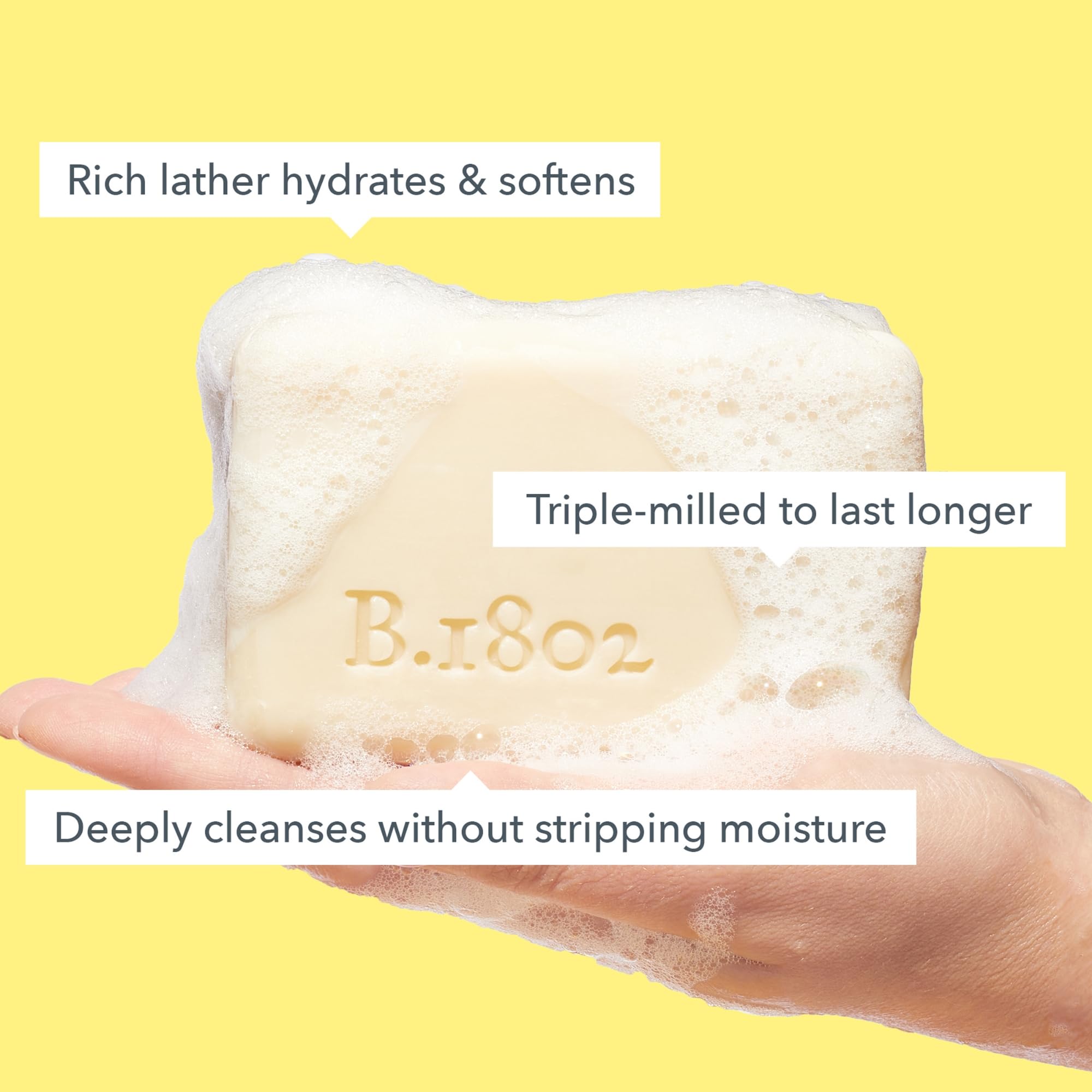 Beekman 1802 soap bar packaging highlights sustainability and cruelty-free ethos.