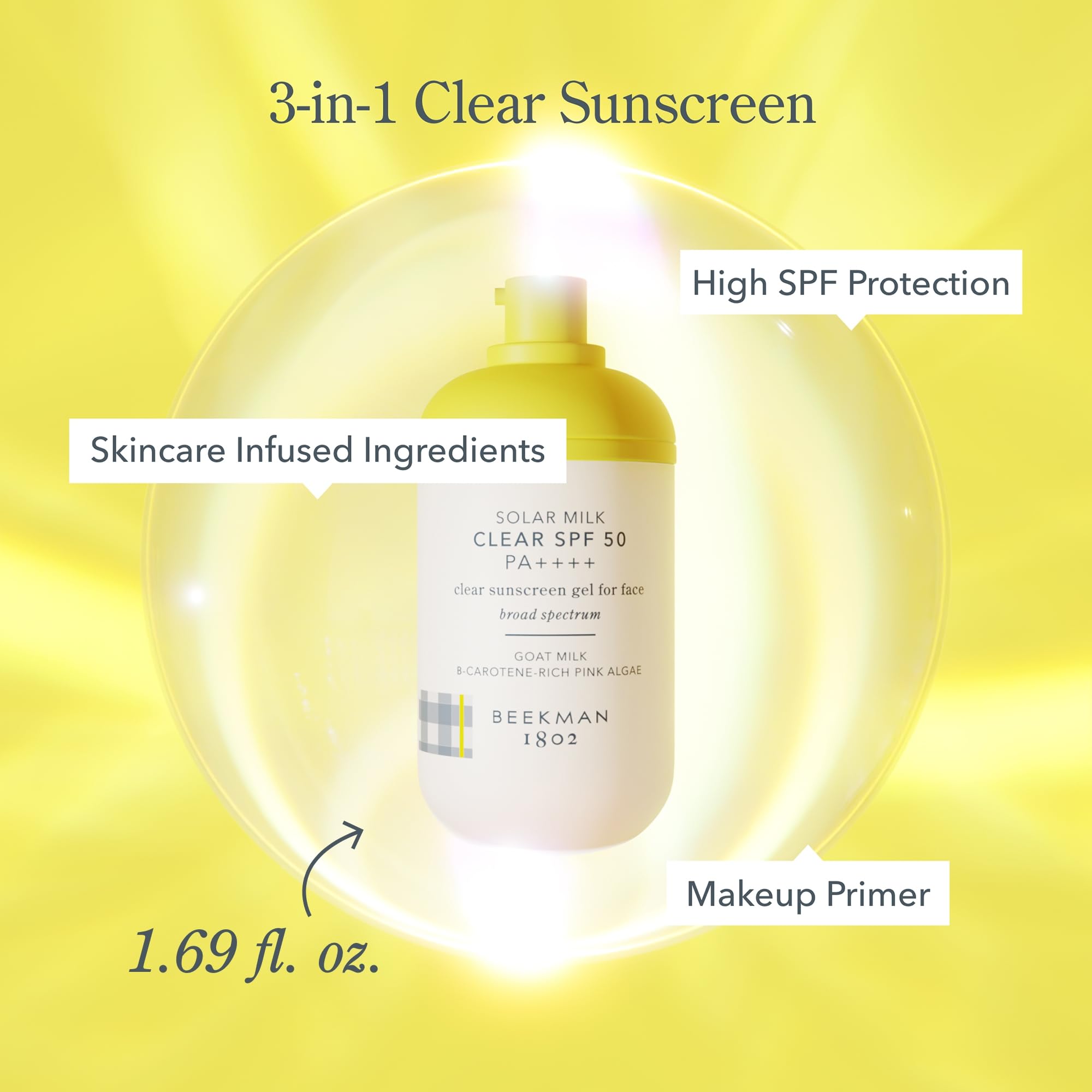 Beekman 1802 Solar Milk matte-finish look suitable under makeup.