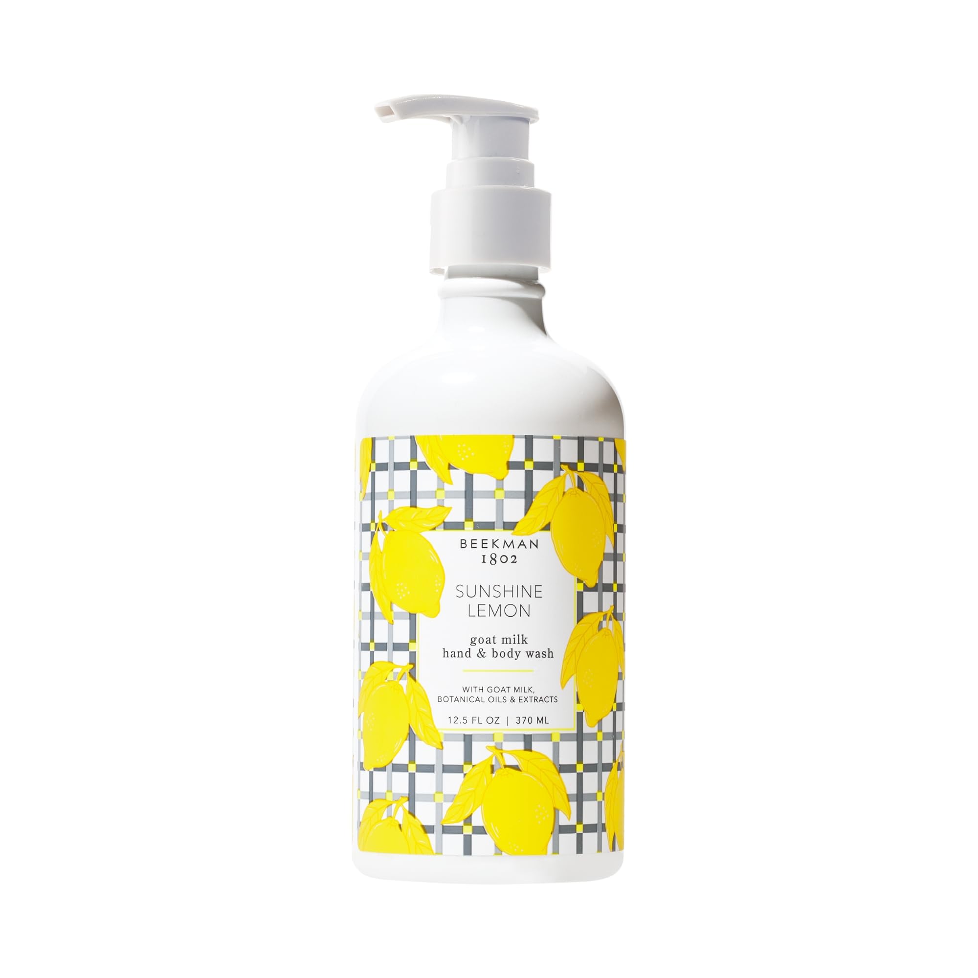 Beekman 1802 Sunshine Lemon hand wash with pump cleans gently.