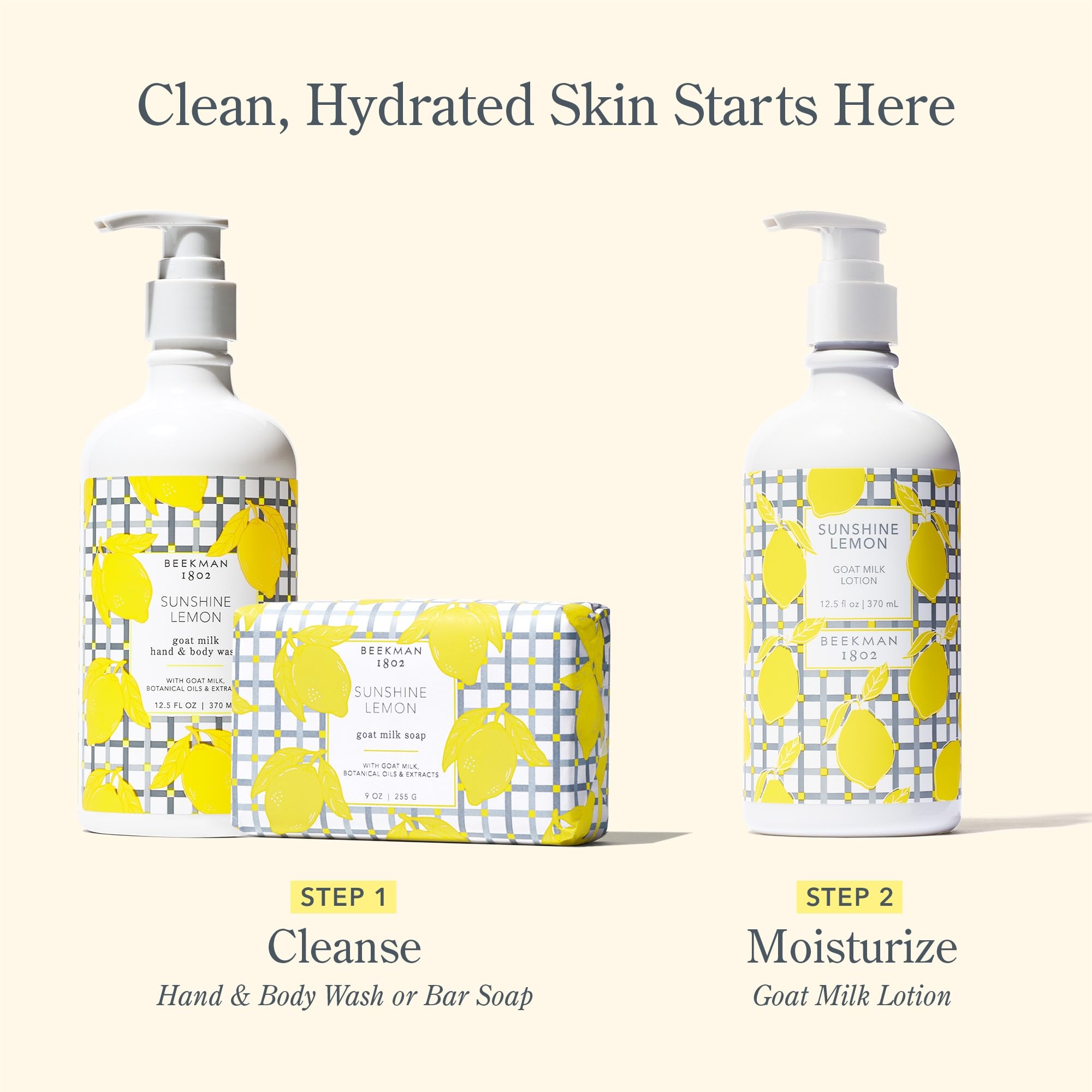 Fresh citrus scent note enhances daily hand care.