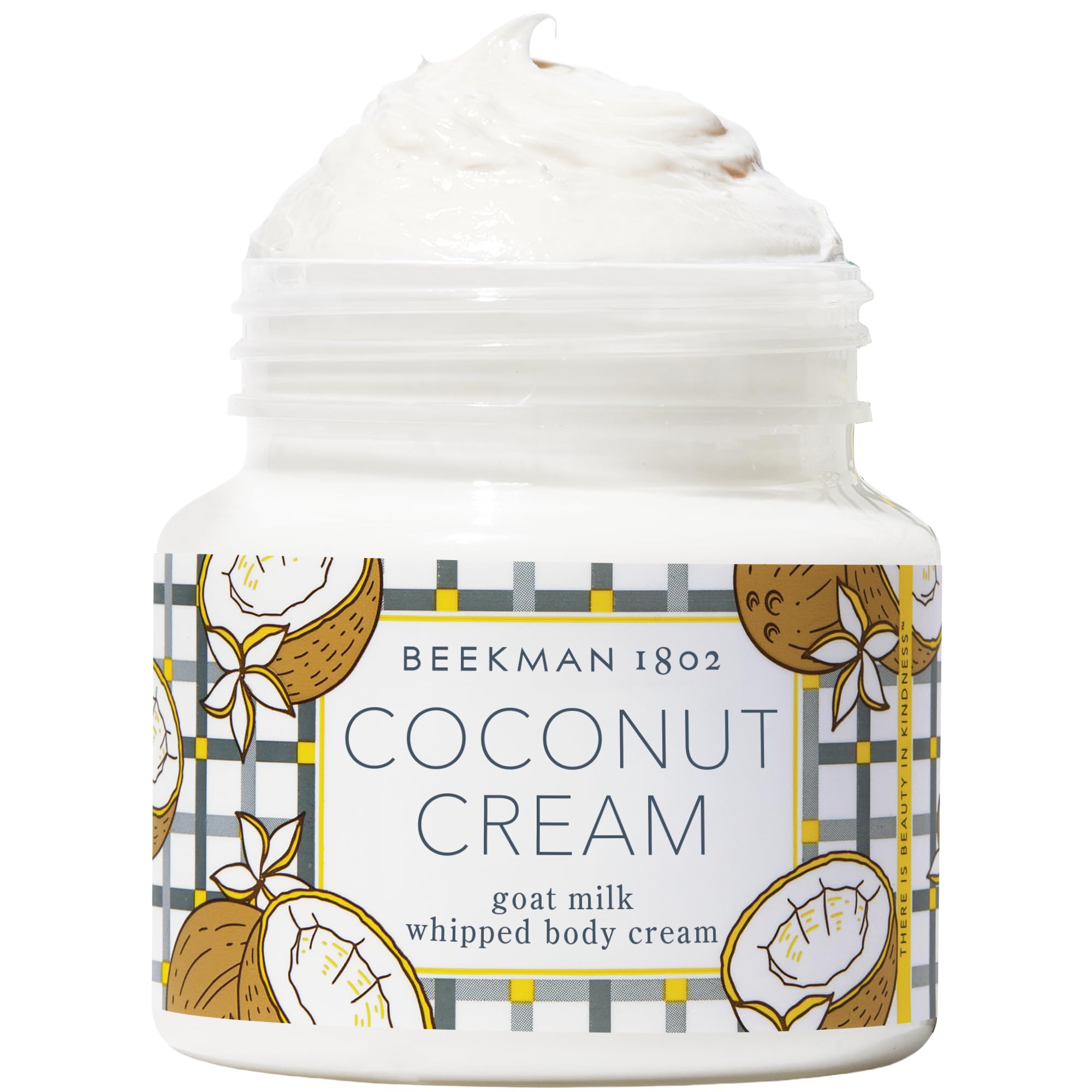 Beekman 1802 whipped body cream bottle delivers deep hydration for dry skin.