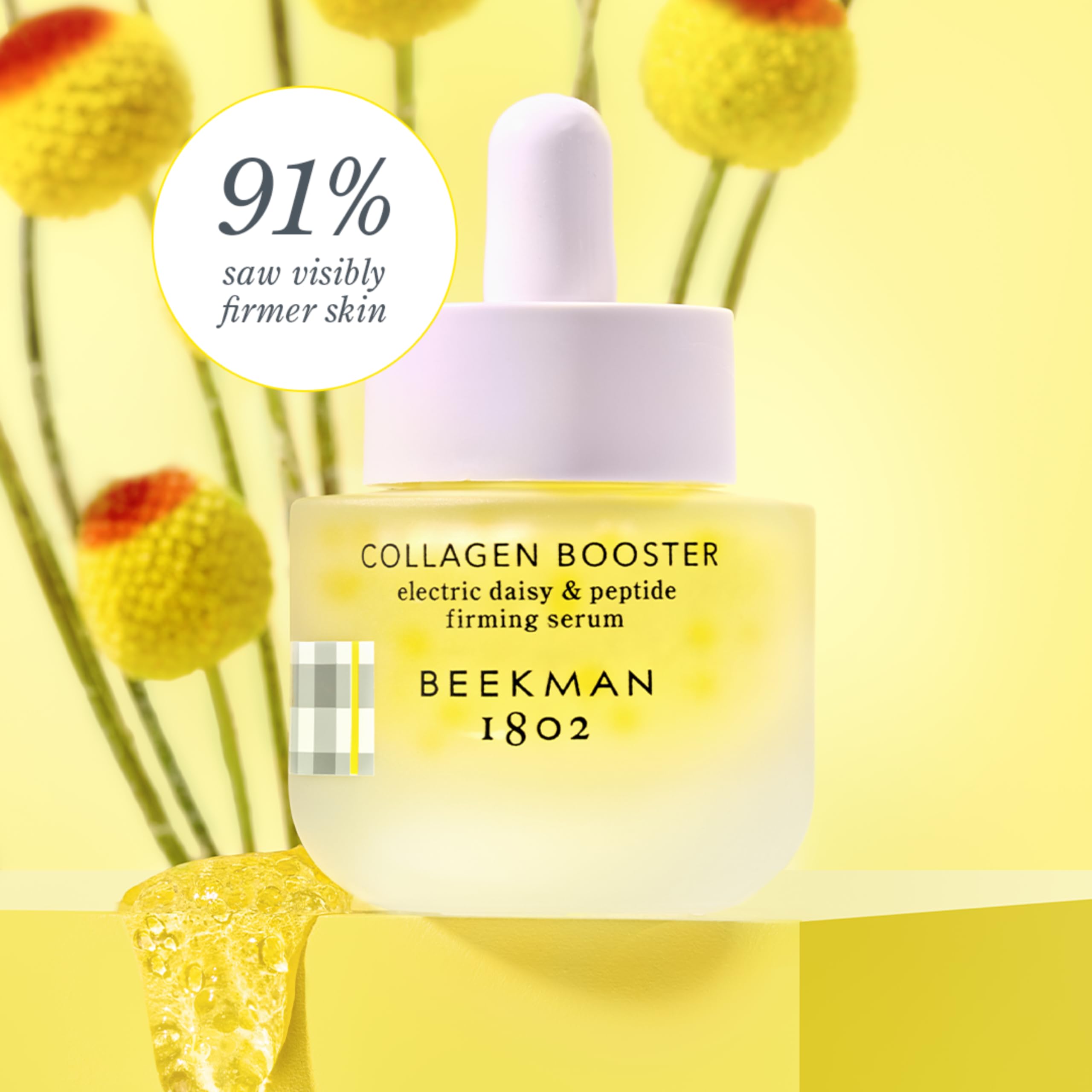 Beekman 1802 electric daisy peptide serum dropper for easy morning application