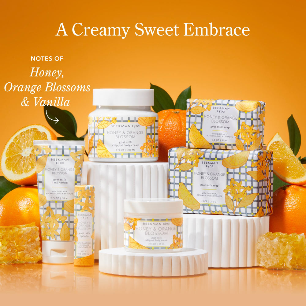 Beekman 1802 Fragrance notes highlighting honey and orange blossom aroma.
