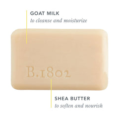 Beekman 1802 Goat Milk Bar Lather Closeup shows creamy foam and soothing texture.