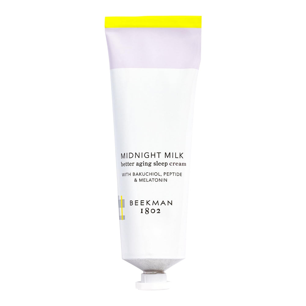 Beekman 1802 Midnight Milk Sleep Mask jar closeup with rich overnight hydration