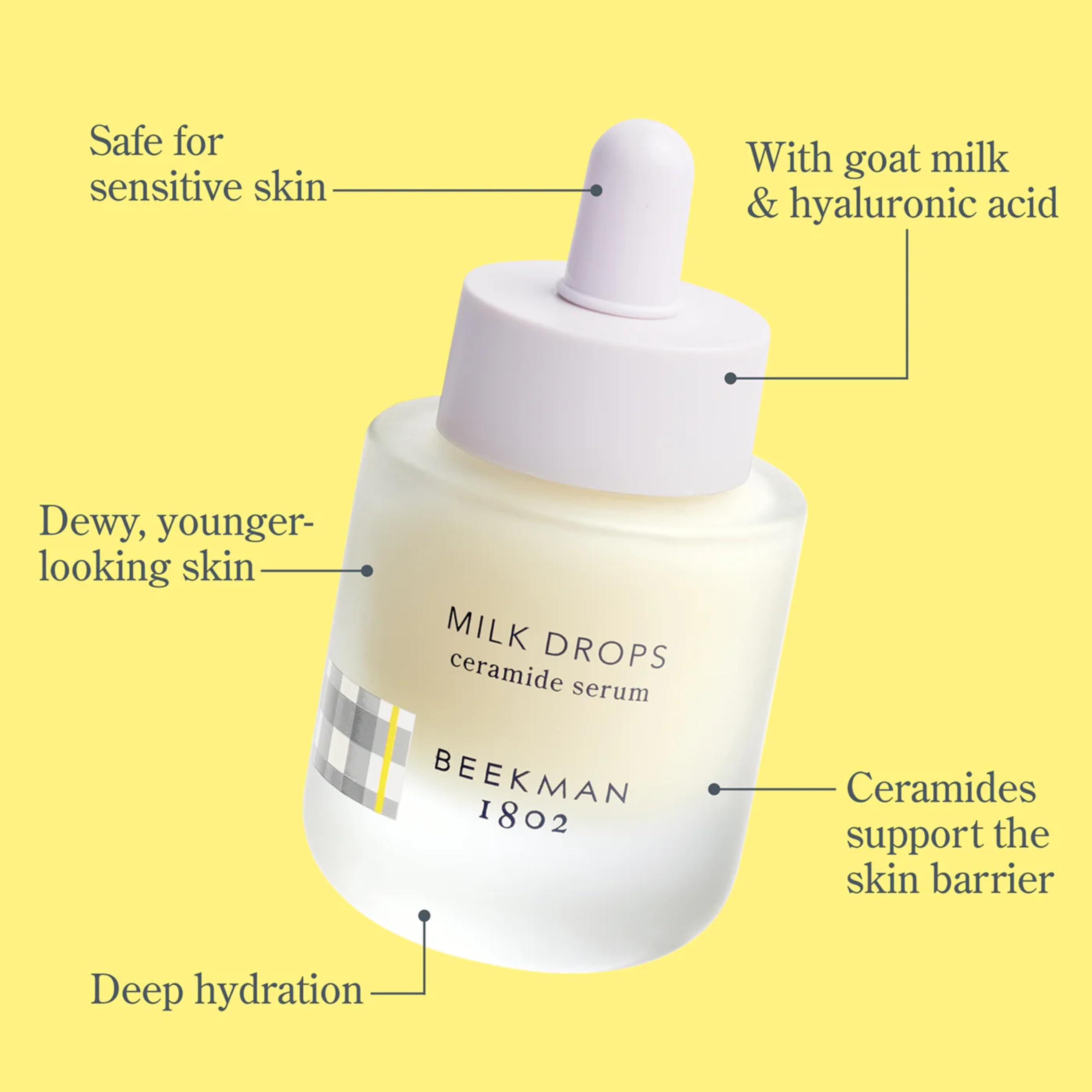 Beekman 1802 Milk Drops Serum pump-dispense for easy, precise application.