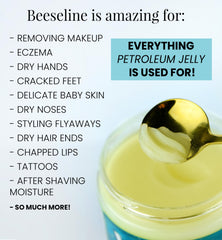 Beesaline Original applied to hands to soothe dry skin with breathable feel.
