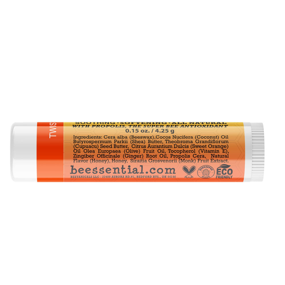 Beessential lip balm being applied for immediate moisture and comfort.
