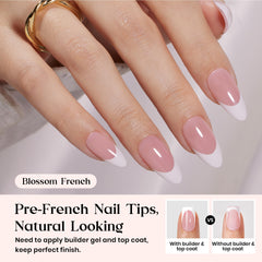 Beetles 210-pcs pink French tip nails with 15 sizes for easy fit
