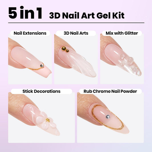 Beetles 3D Gel Nail Art Kit dual-ended sculpture pen enables precise hand shaping for beginners