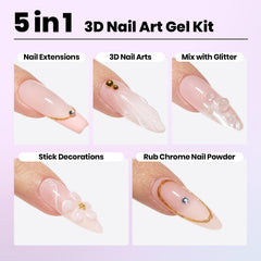 Beetles 3D Gel Nail Art Kit dual-ended sculpture pen enables precise hand shaping for beginners