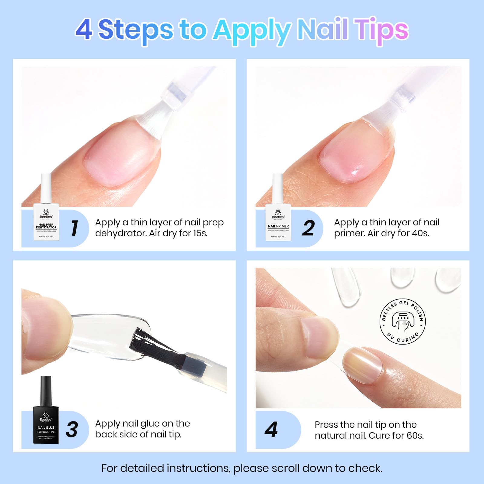 Beetles acid-free formula bottle highlights gentle care for natural nails.