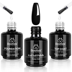 Beetles Audrey Black gel polish bottle with long-lasting shine up to 28 days.