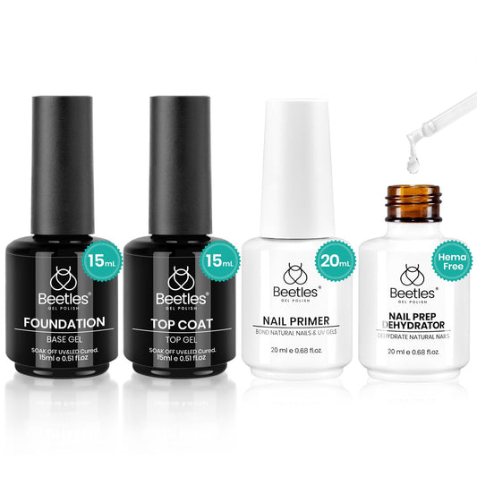 Beetles Base Coat and Top Coat kit bottle close-up for salon-like finish.