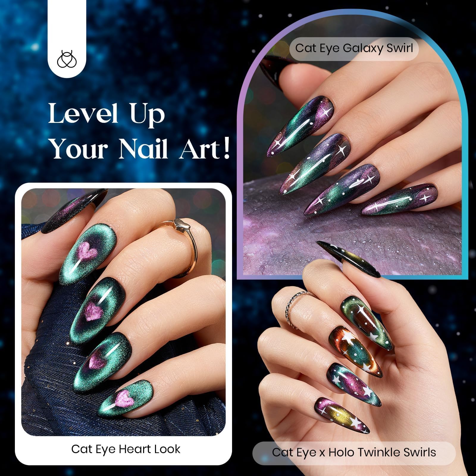Beetles black base layer provides depth for dramatic cat eye effects.