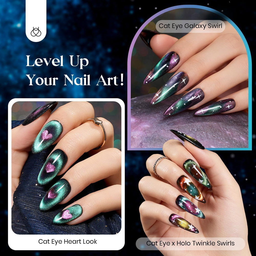 Beetles black base layer provides depth for dramatic cat eye effects.