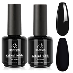 Beetles Black Gel Polish two-bottle pack for bold color and lasting shine.