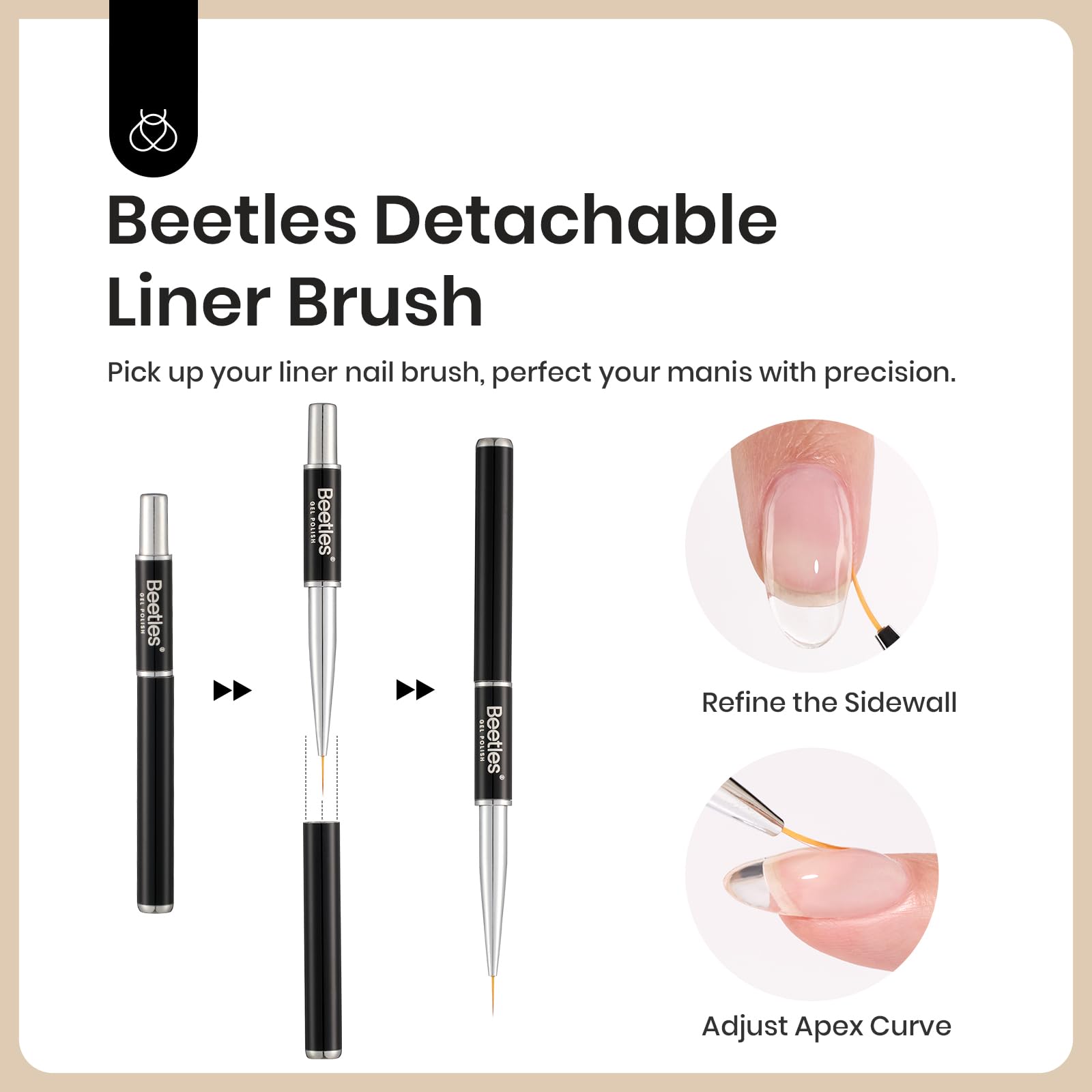 Beetles Blooming Gel marble effect close-up for creative nail art.