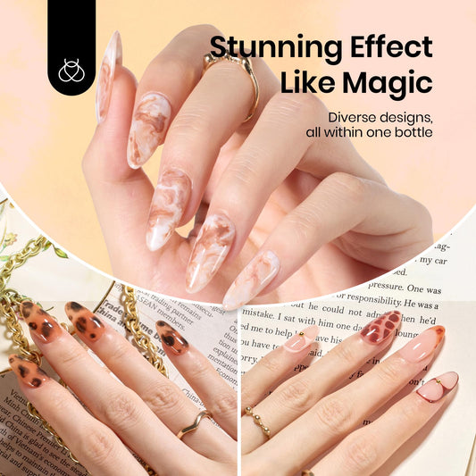 Beetles Blooming Gel marble look creates elegant, eye-catching nails