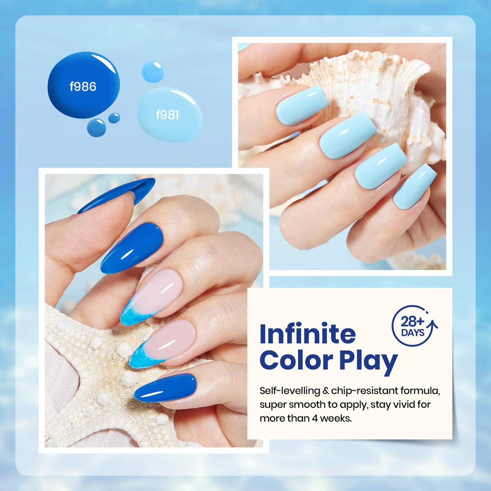 Gift-ready Beetles blue gel polish set in attractive box.