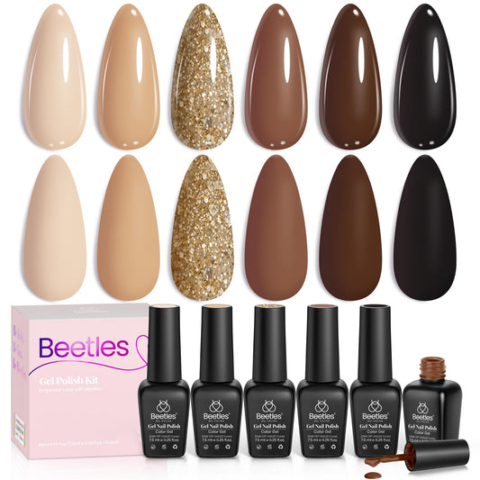 Beetles Brown Gel Polish bottle showing rich warm tones for elegant nails.