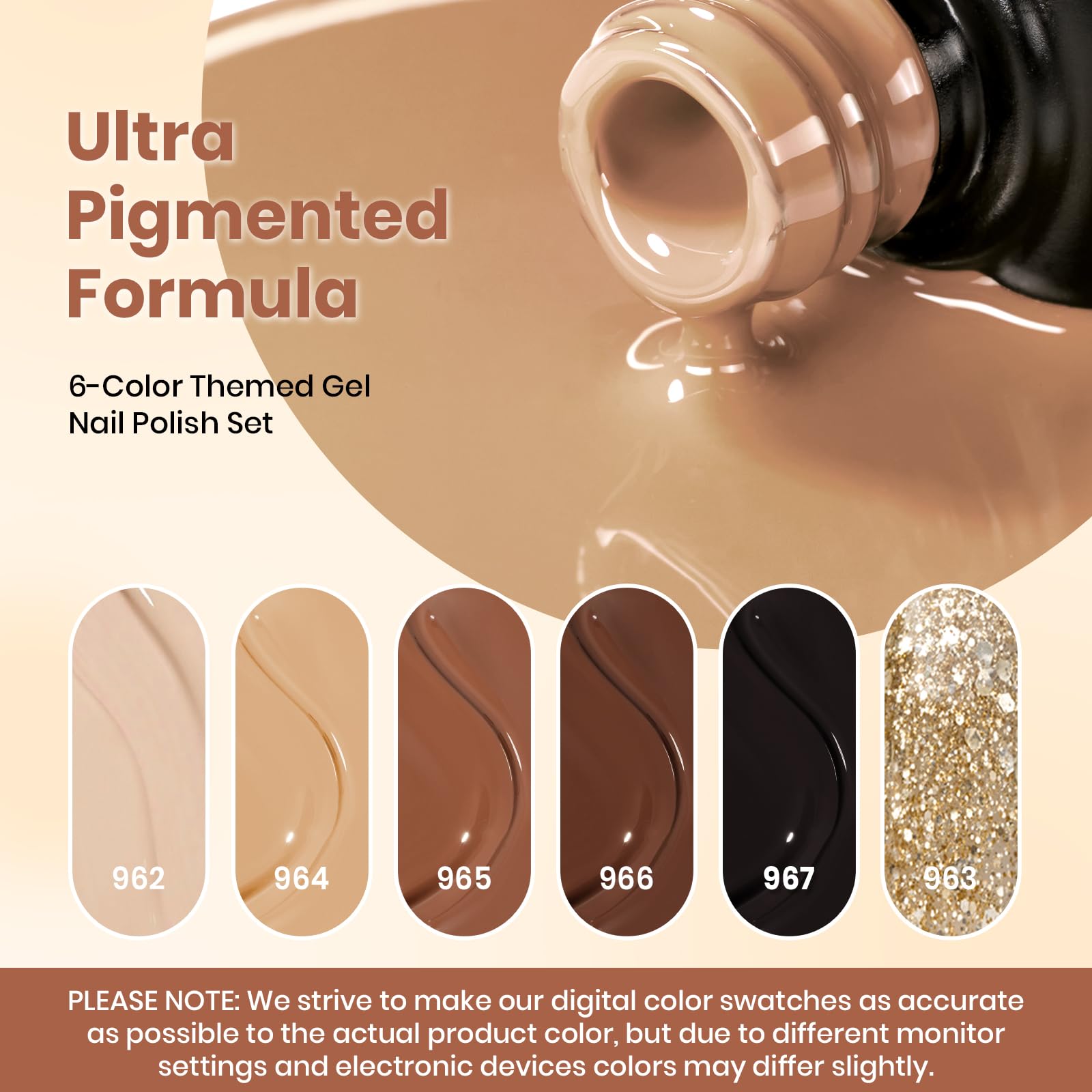 Beetles Brown Gel Polish layer demonstrates smooth, even coats for lasting color.