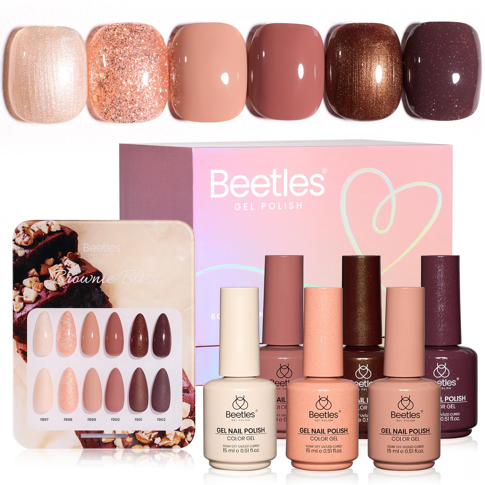 Beetles Brown Gel Polish Set ready for home manicure and DIY spa nights.