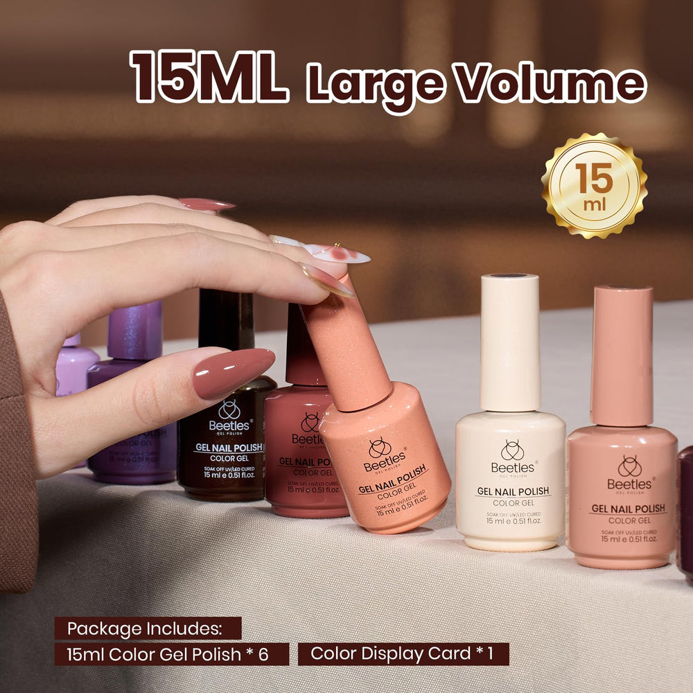Nails painted with Beetles brown gel polish on natural nails demonstrates smooth application.
