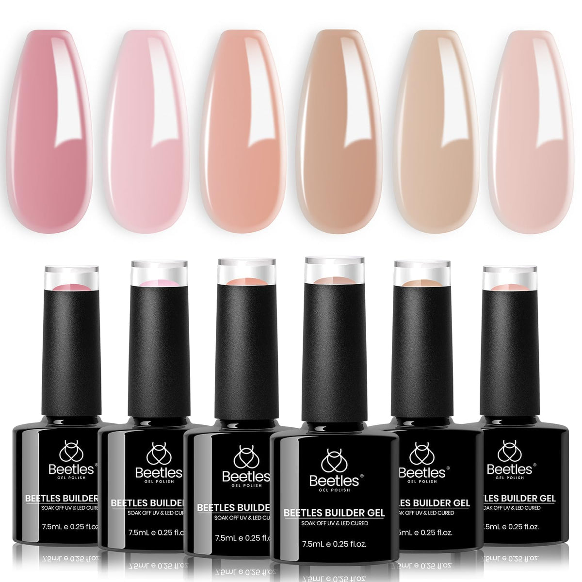 Beetles Builder Gel Set with six color options for versatile extensions.
