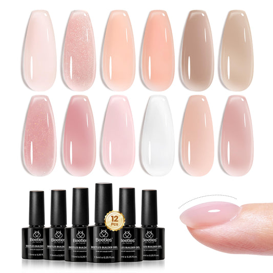 Beetles Builder Gel Set Skin Poem with 12 colors for versatile at-home manicures.