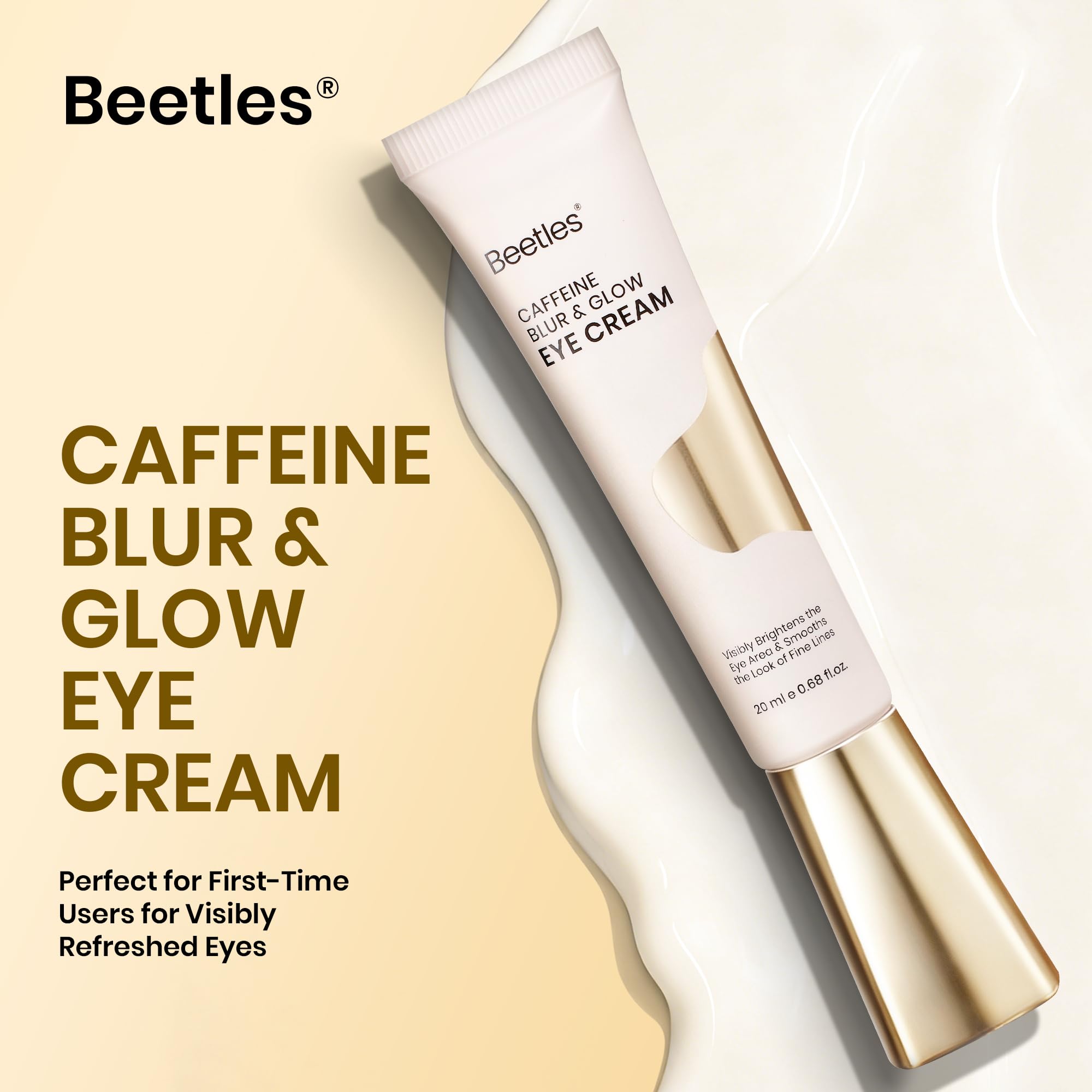 Beetles Caffeine Eye Cream close-up shows smooth texture for the eye area