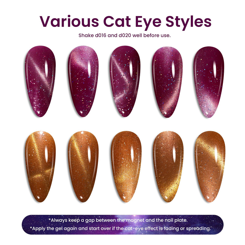 Cat Eye effect demo on nails using Beetles polishes.