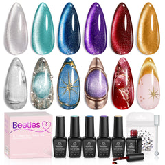 Beetles Cat Eye Gel Nail Polish Collection enhances your nail art with six shimmering shades.