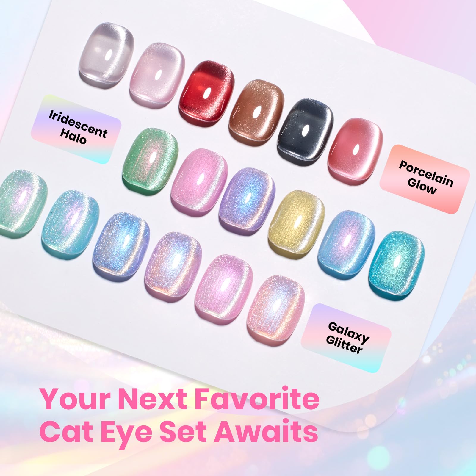 Beetles Cat Eye Gel color showcase ready for nails
