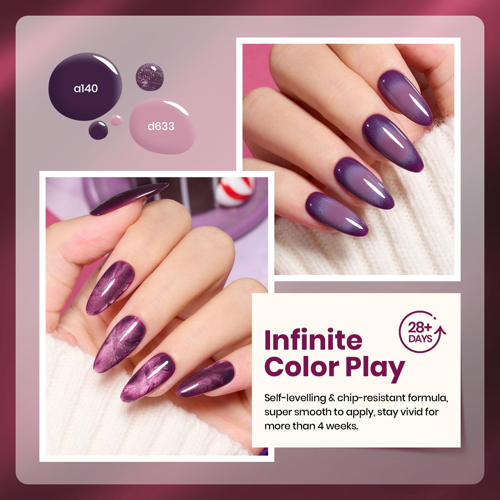 Beetles Cat Eye gel polish demonstrating magnetic glitter effect.