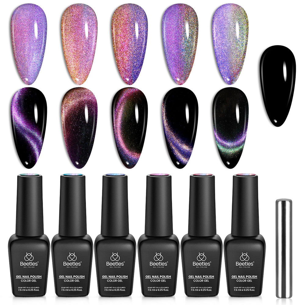 Beetles Cat Eye Gel Polish Set with magnet included for chic nails