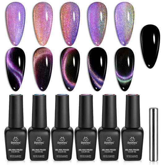 Beetles Cat Eye Gel Polish Set with magnet included for chic nails