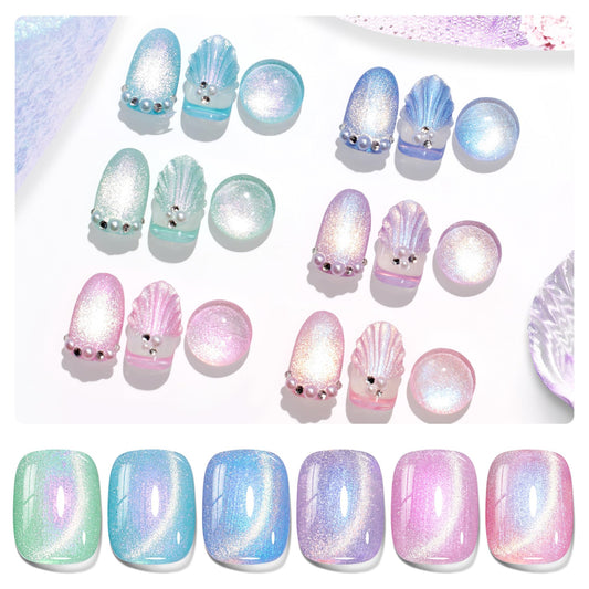 Beetles Cat Eye Gel Nail Polish Set – Summer Mirage collection swatches show shimmering gradients.