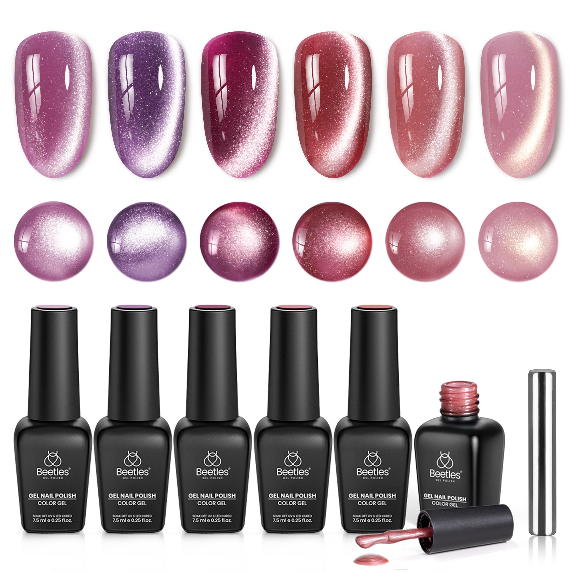 Beetles Cat Eye Gel Polish purple bottle showing magnetic depth effect.