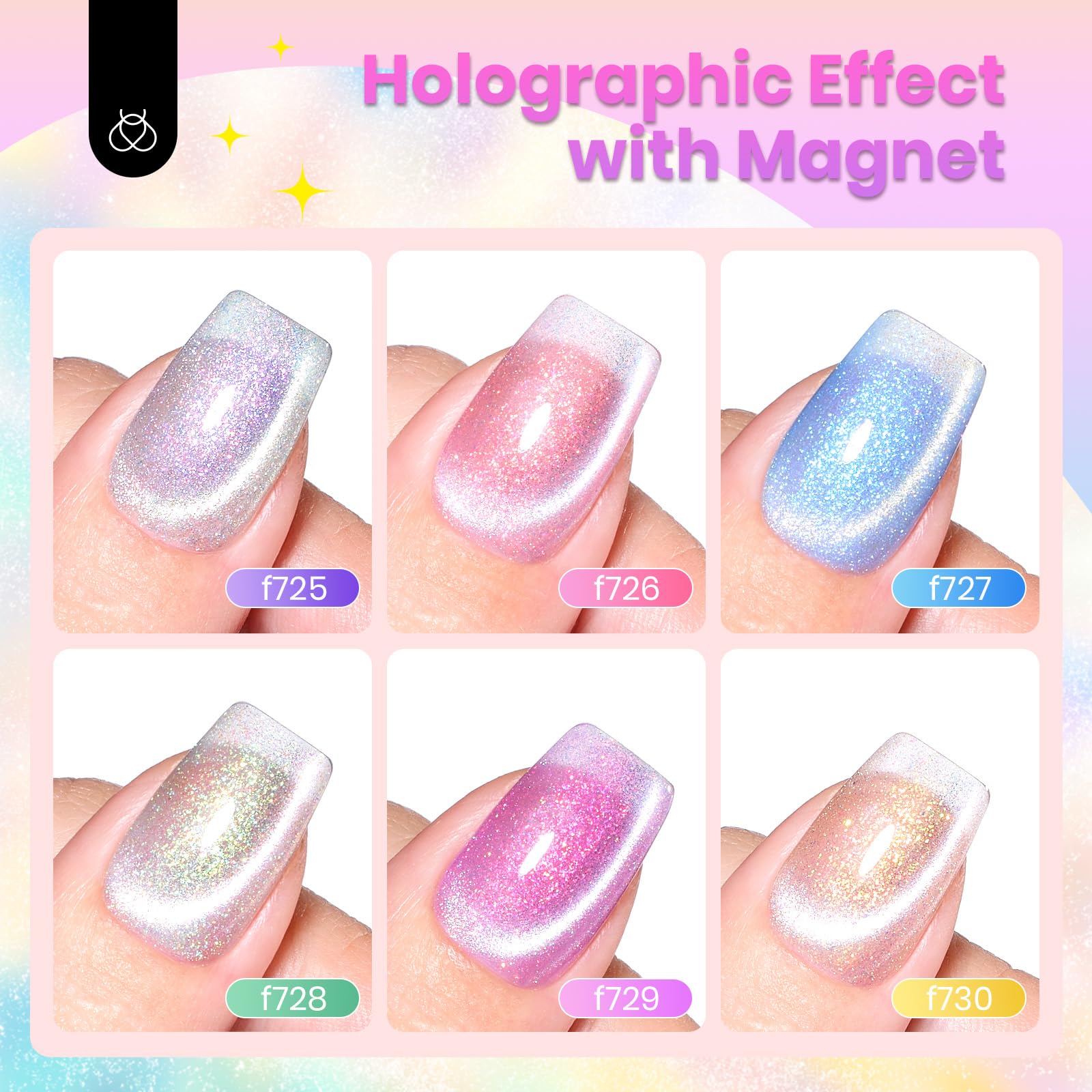 Beetles Cat Eye Purple gel polish with magnetic look for elegant style