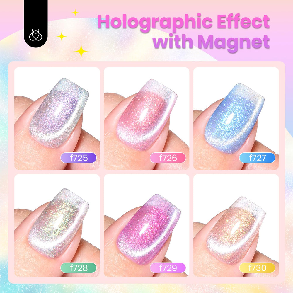 Beetles Cat Eye Purple gel polish with magnetic look for elegant style