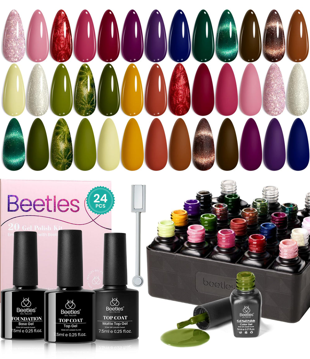 Beetles Cat Eye Set: 20 colors for at-home manicures with cat eye effects.