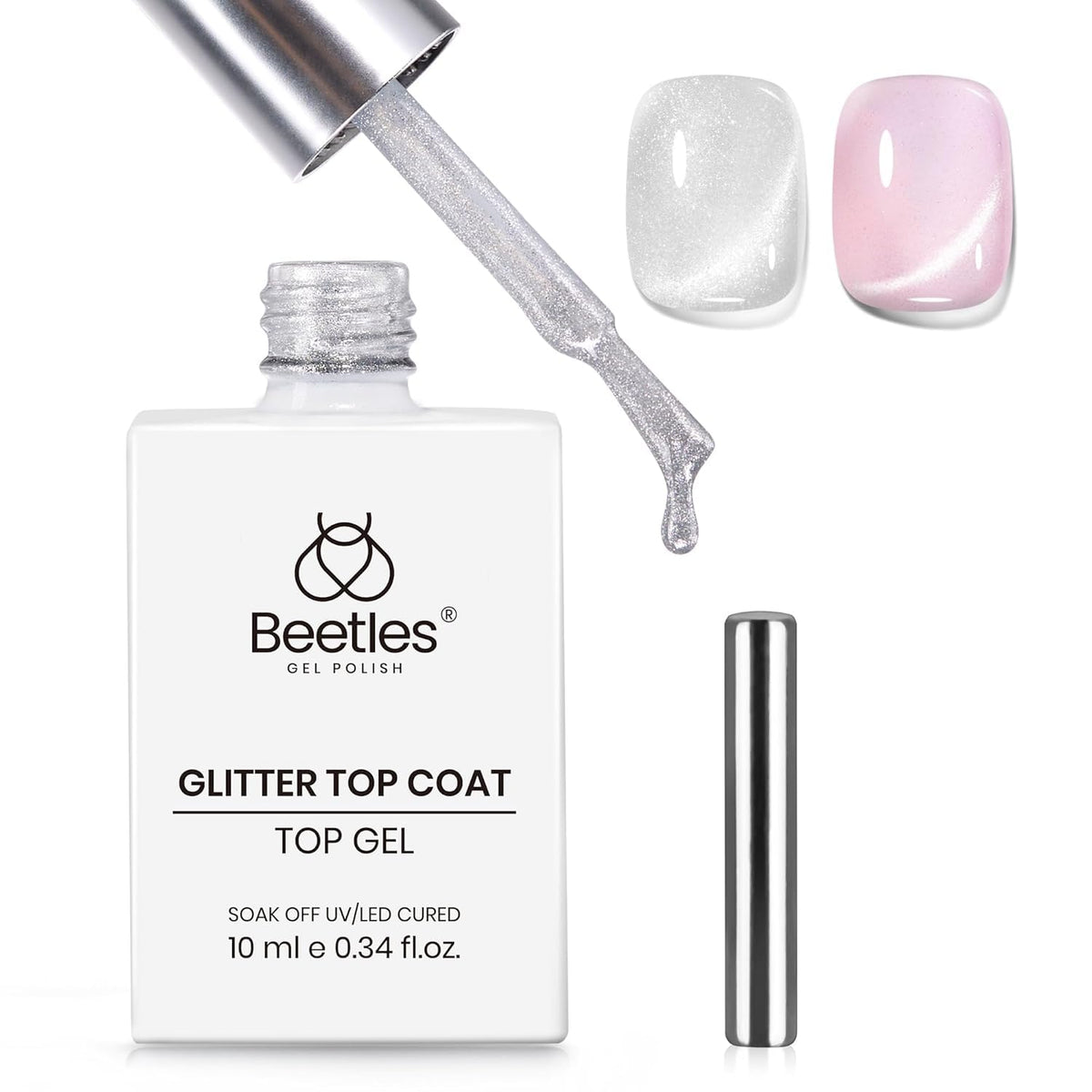 Beetles Cat Eye Top Coat in action creates a dramatic magnetic cat-eye look