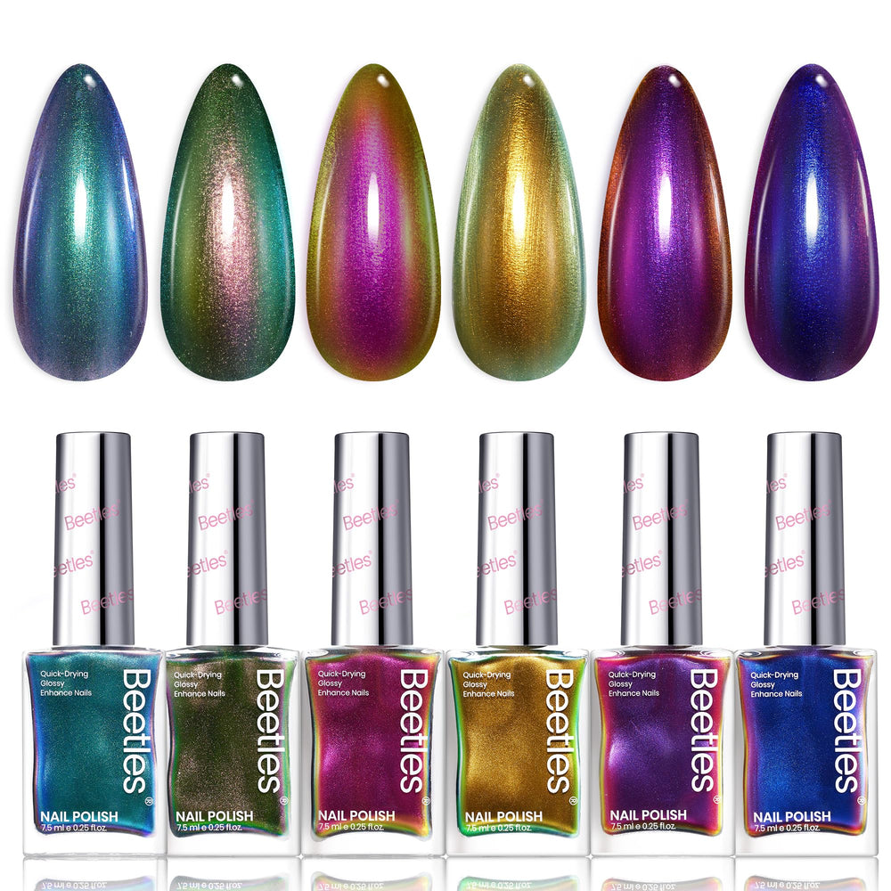 Beetles Chrome Nail Polish Set in Chameleon Ember colors for dazzling autumn nails.
