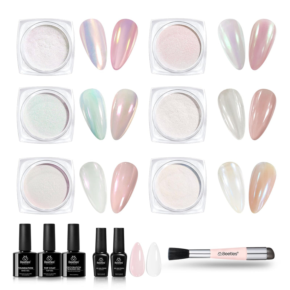Beetles Chrome Nail Powder Aurora Pearl Palette for dazzling iridescent nails.