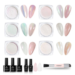 Beetles Chrome Nail Powder Aurora Pearl Palette for dazzling iridescent nails.